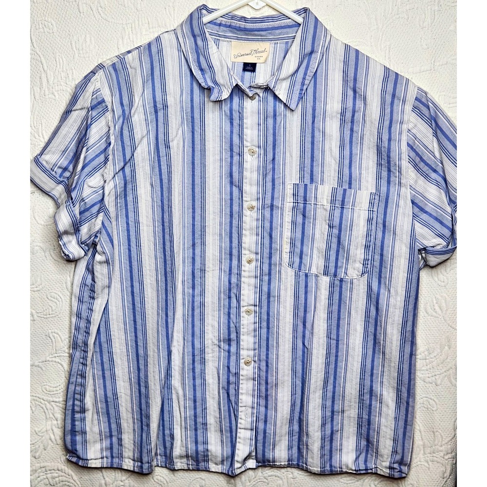 Universal Thread Goods Co. Blue/White Striped Pocket Shirt Small